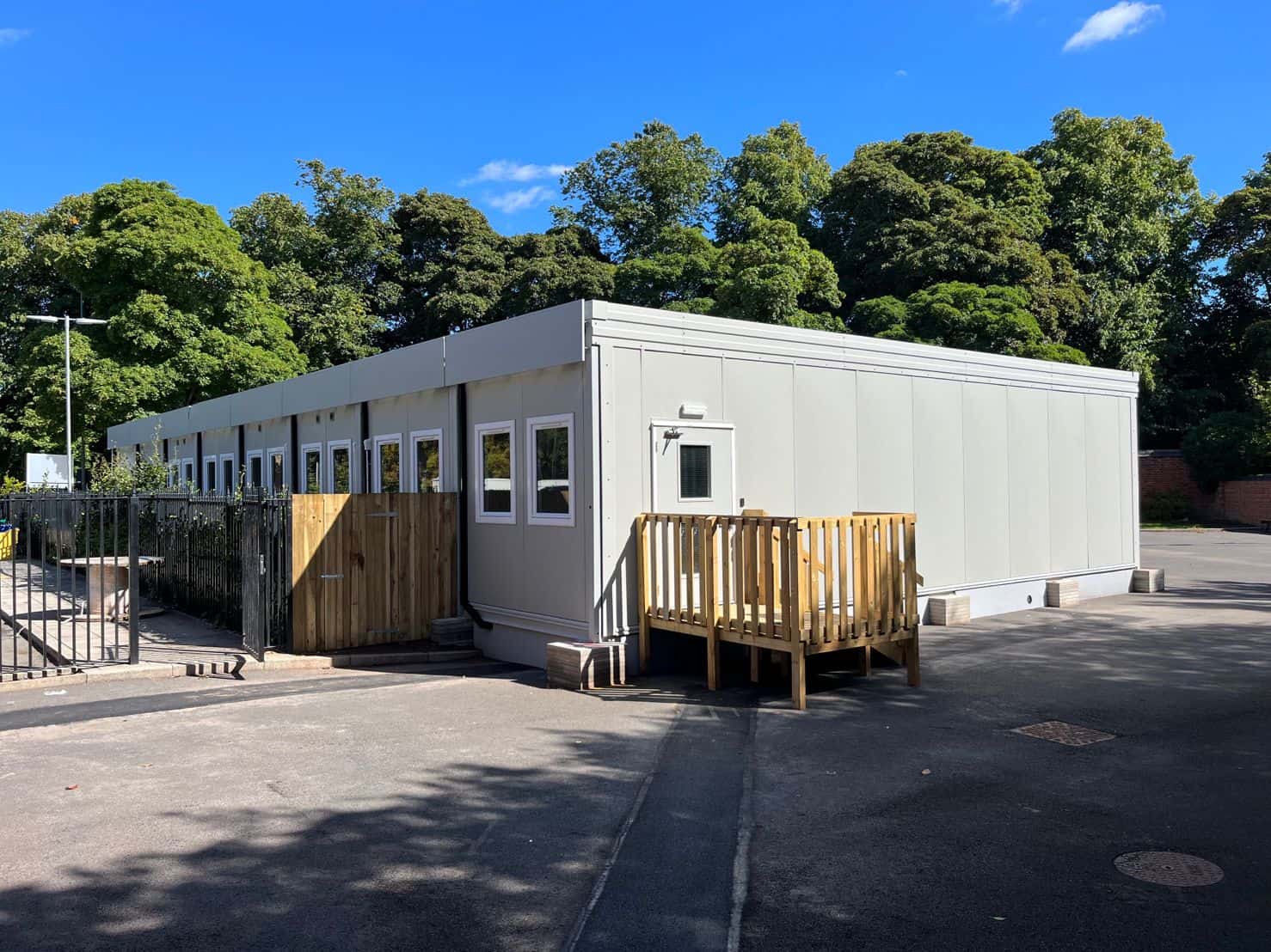 Outside view of a Premier Modular Temporary Classroom Unit