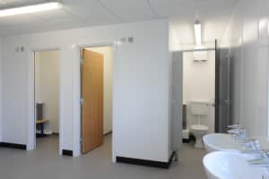 Bathroom inside a modular prison building for young offenders 