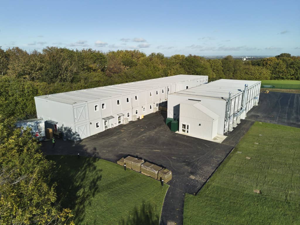 another view of the temporary school building built for Bradsfield Academy