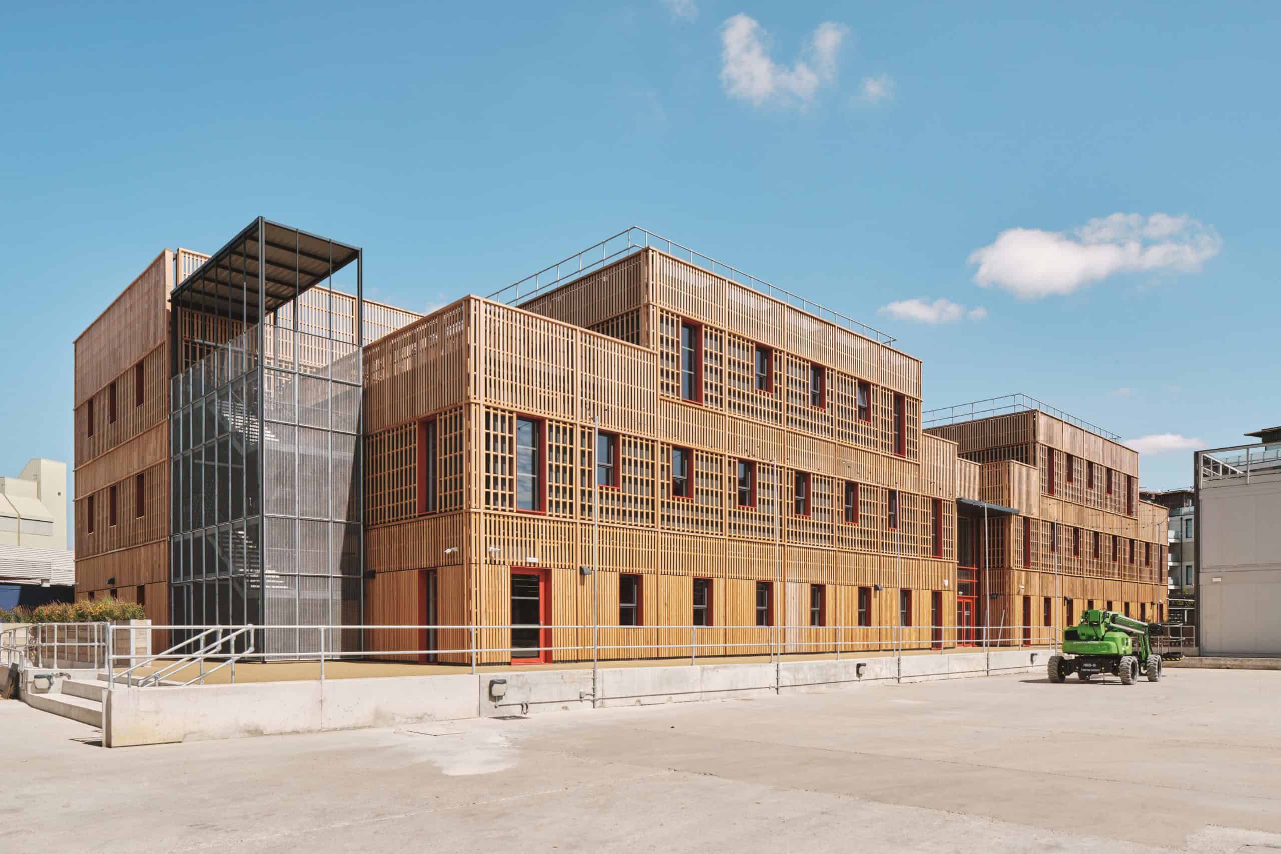 Outside view of commercial modular building for The Paper Yard