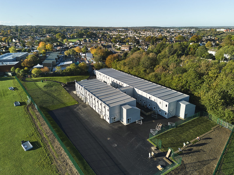 Drone shot of Bradfields Academy | Education Sector | Premier Modular