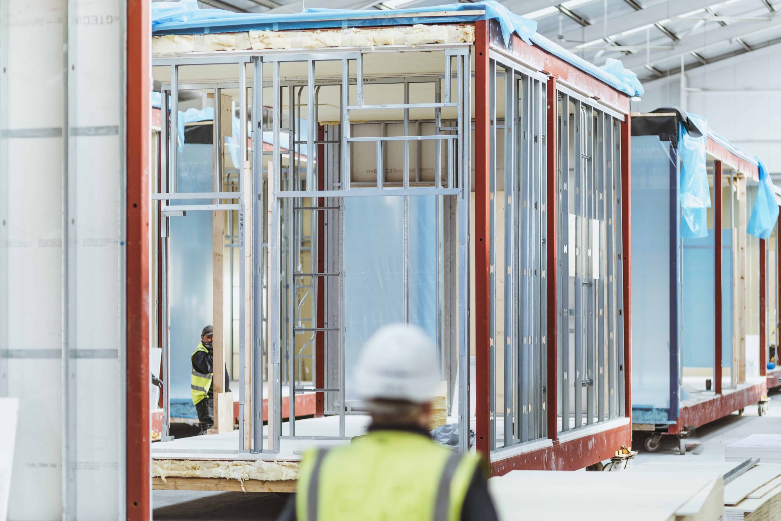 Modular unit inside Premier Modular's offsite construction facility. 