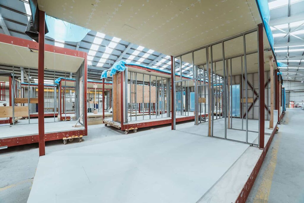 Inside our factories where we construct modular buildings offsite.